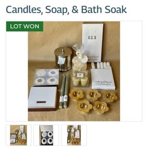 Bath soak set salts candle soaps candle holders not used stuff